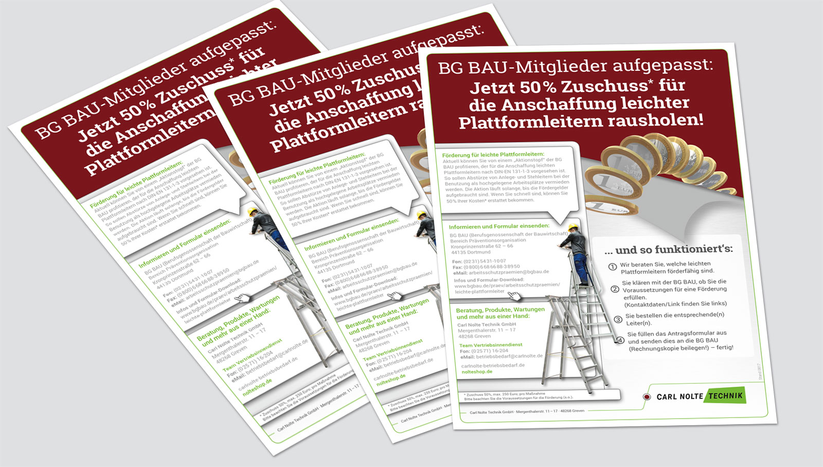 BG Bau-Förderung für leichte Plattformleitern Infoflyer zur BG Bau-Förderung für leichte Plattformleitern