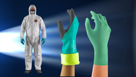 Starke Produkte für mehr Sicherheit. Schutz-Overall, Schnittschutz- und Chemikalienschutzhandschuhe