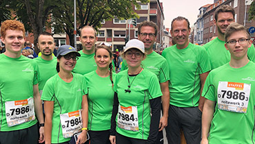 Laufspaß und Teamgeist - das nolteteam beim Münster Marathon Teamfoto der Läufer aus dem nolteteam beim Münstermarathon