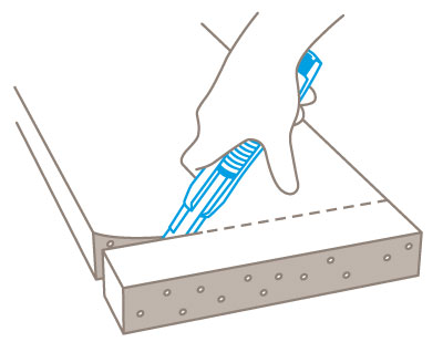 Illustration Schaumplatte mit Cutter schneiden