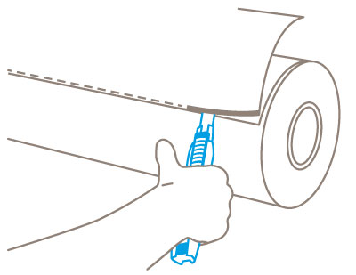 Illustration Papier von Rolle mit Cutter abschneiden