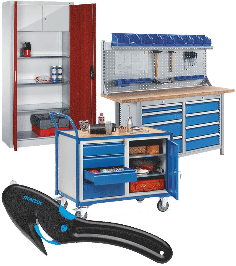 Schränke, Werkstattwagen und Sicherheitsmesser für Betriebsausstattung Schränke, Werkstattwagen und Sicherheitsmesser für Betriebsausstattung